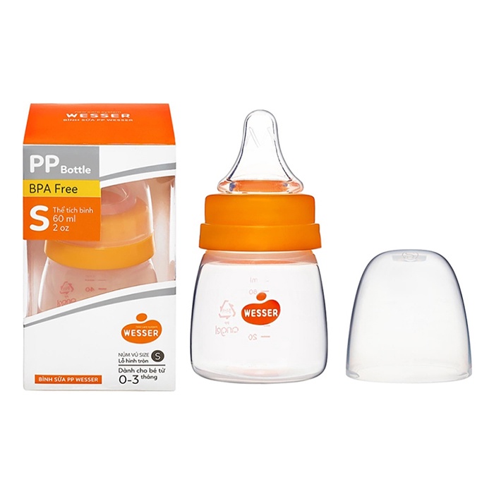Bình sữa cổ hẹp wesser nhựa PP 60ml - hàng chính hãng