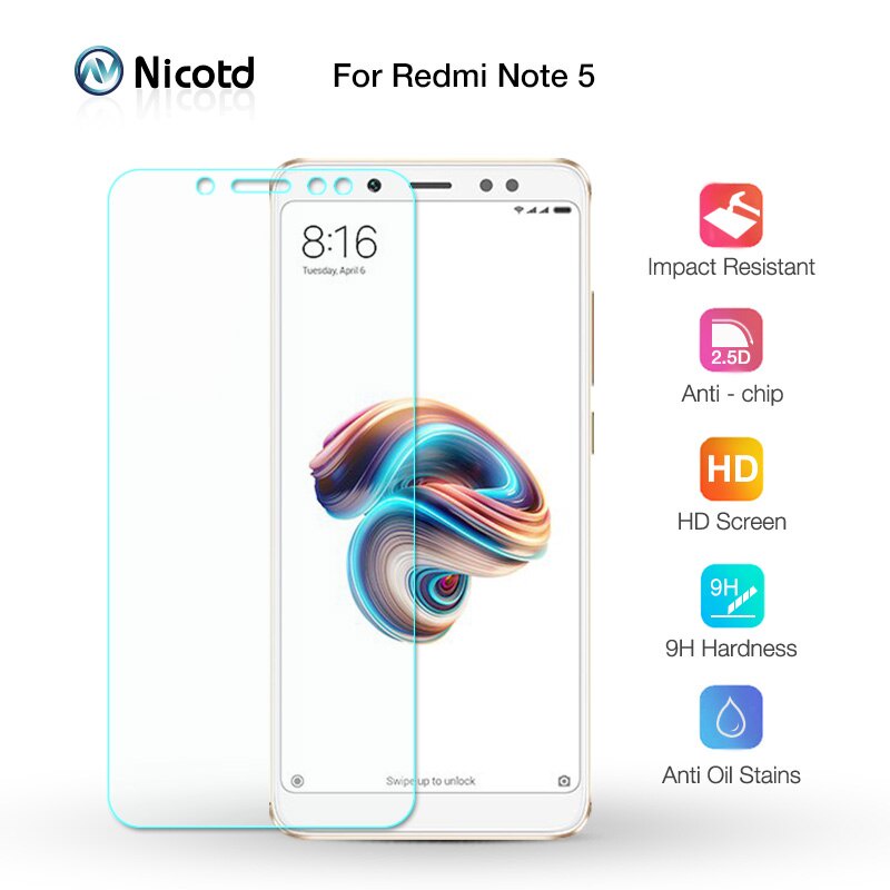 Nicotd 2.5D 9H Premium Tempered Glass For Xiaomi Redmi Note 5 Screen Protector Toughened protective film For Redmi Note 5 5.99"