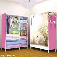 Tủ Vải Quần Áo 3 Buồng 8 Ngăn Cao Cấp 3D