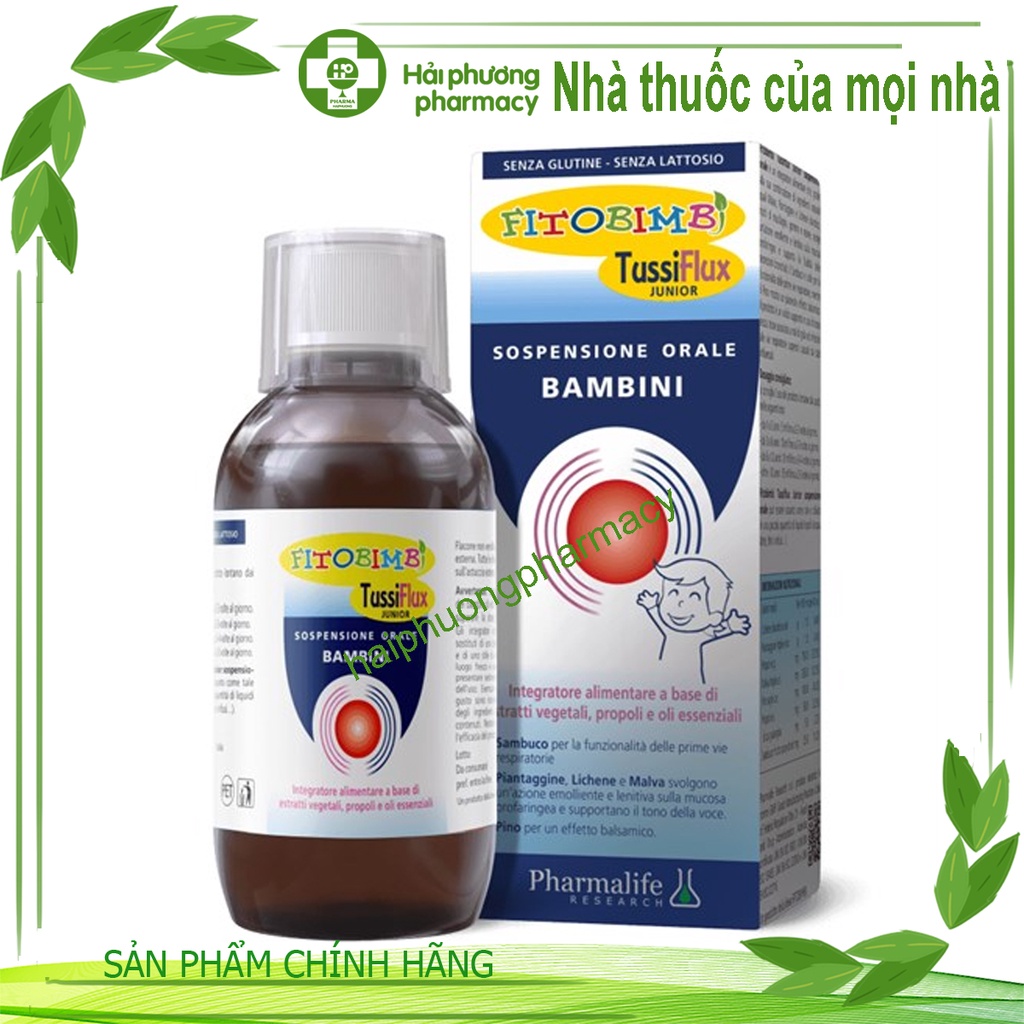 Bộ đôi Fitobimbi Tussiflux siro cho bé và gia đình giúp giảm ho, có đờm, đau rát họng do viêm họng