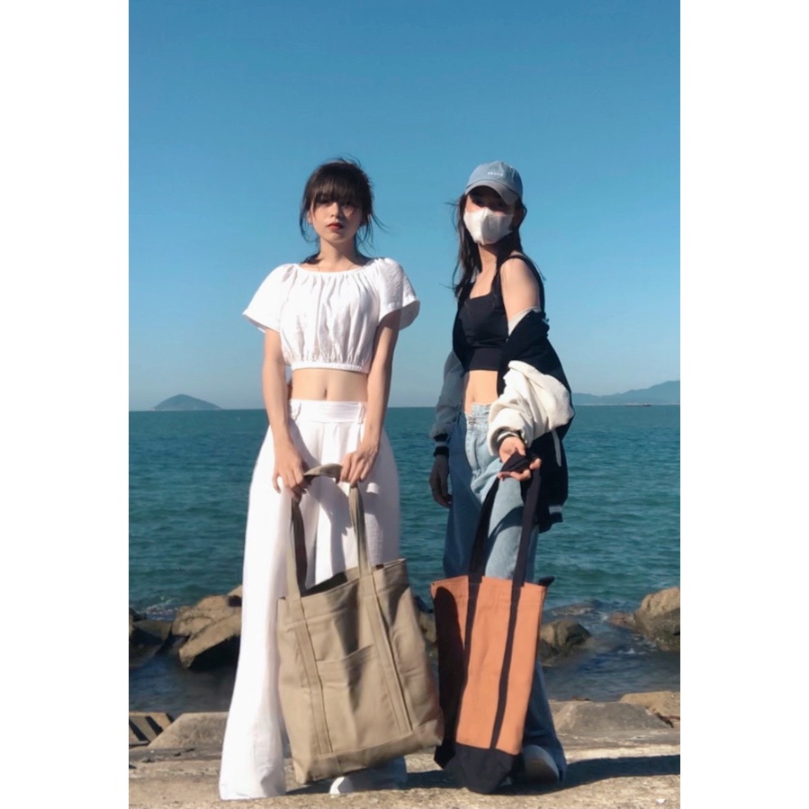 Túi Tote màu nâu phong cách Hàn Quốc