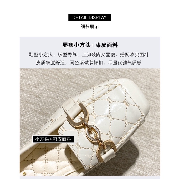 (HÀNG CÓ SẴN) Giày búp bê da bóng mũi tròn khoá xích BIG SIZE 41-43