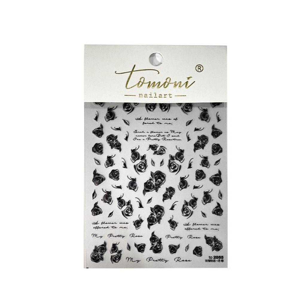 Giấy Dán Trang Trí Móng Tay 5D Hình Lọ Hoa Hồng Phong Cách Nhật Bản