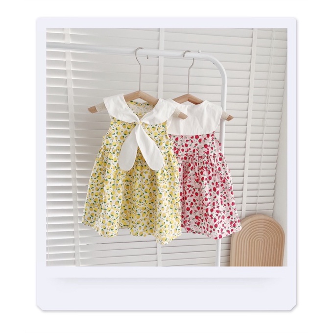 Váy hè sát nách thô mát hoạ tiết dâu tây cho bé gái 8-19 kg