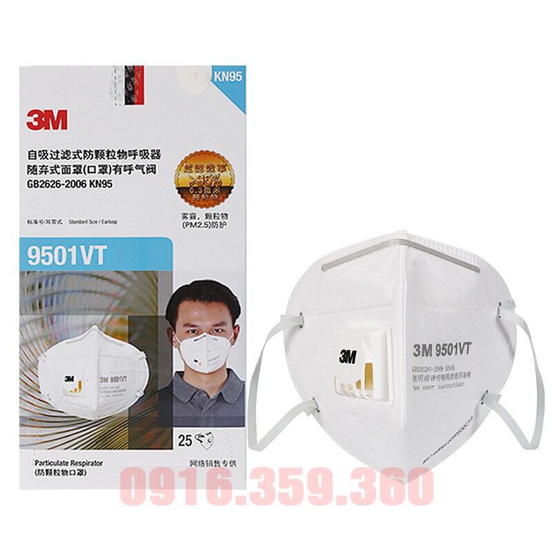 Khẩu trang 3M 9501VT 5★ chống bụi chống sương lọc kép | BigBuy360 - bigbuy360.vn