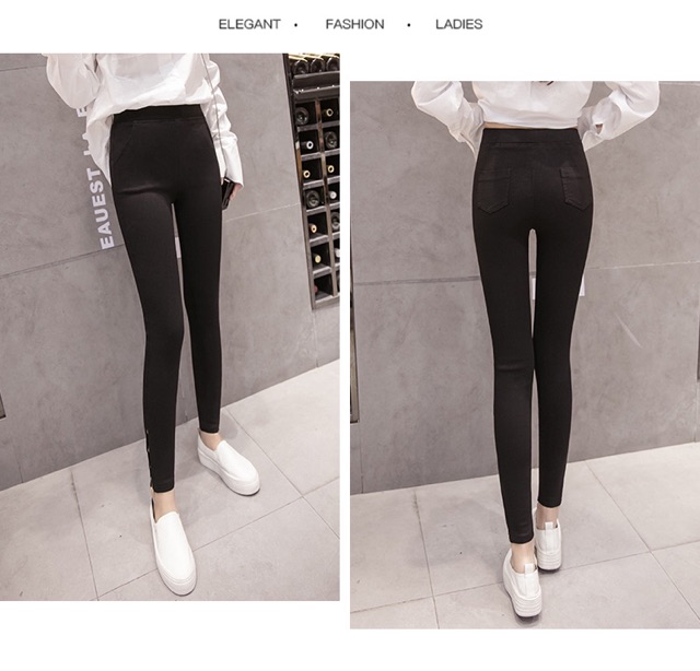 Quần skinny big size màu đen jean thun ống dây kéo size 70-80kg