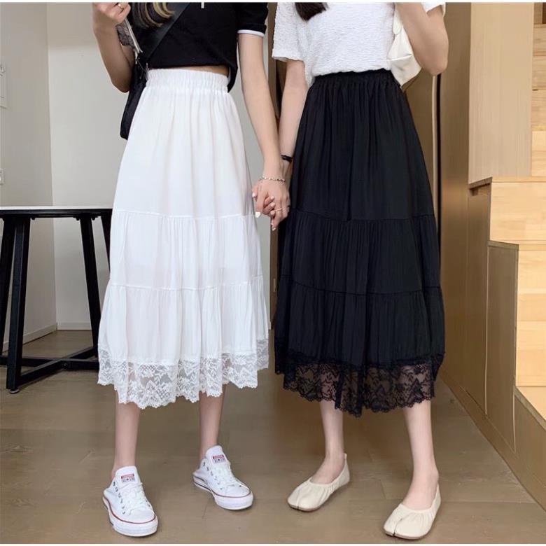 Chân Váy Xòe Dài Vải Voan 2 Lớp Cạp Chun Freesize Cho Nữ