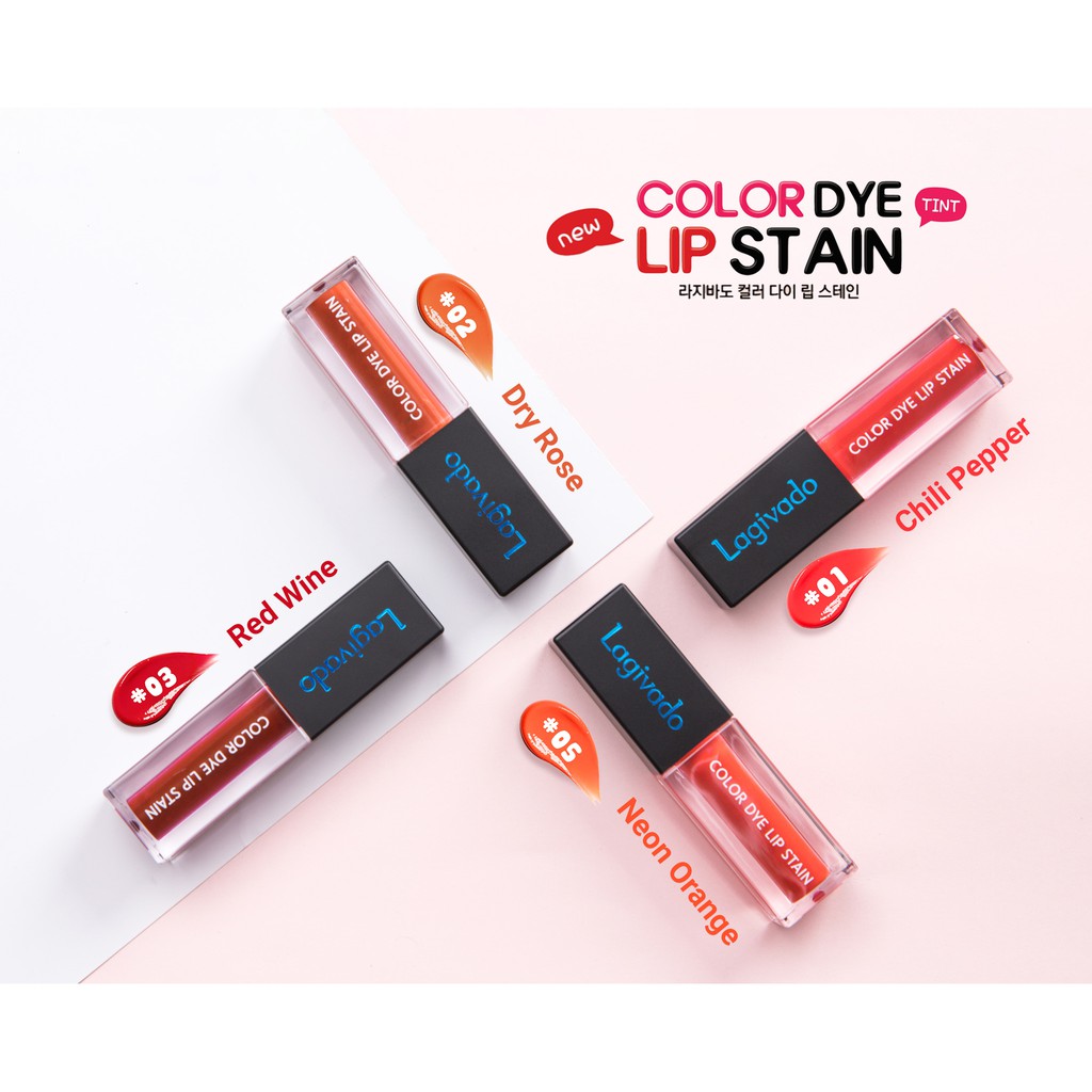 [CHÍNH HÃNG] SON KEM LÌ LIP STAIN LAGIVADO ( SON TINT) pha dưỡng lên màu chuẩn, lâu trôi, lên màu đẹp dạng thỏi - 04 màu | BigBuy360 - bigbuy360.vn