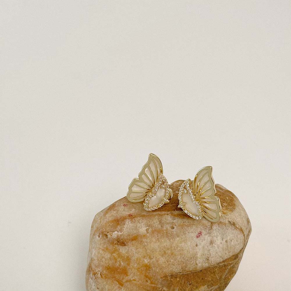 Aubrey Khuyên Tai Hình Bướm Đính Kim Cương Giả Nhiều Màu Phong Cách Hàn Quốc Đơn Giản Cho Nữ