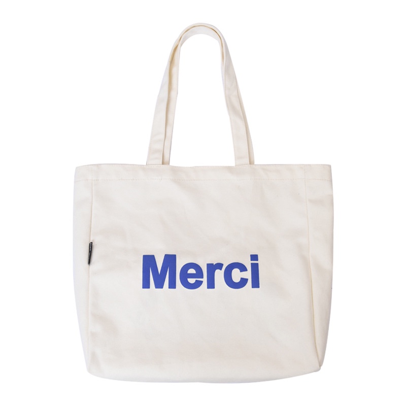 Túi Tote Vải Canvas Nữ Merci phong cách Ulzzang Có Khóa Kéo chất liệu dày dặn