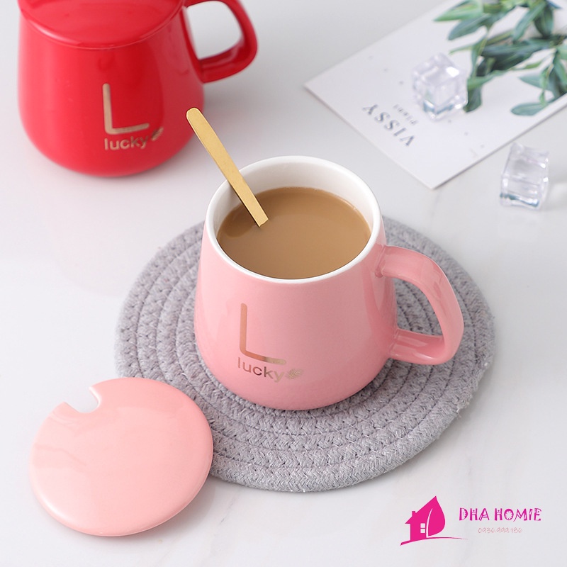 CỐC SỨ CAO CẤP CÓ NẮP, THÌA MÀU BỀN VĨNH CỬU KHÔNG BONG TRÓC TRẦY XƯỚC