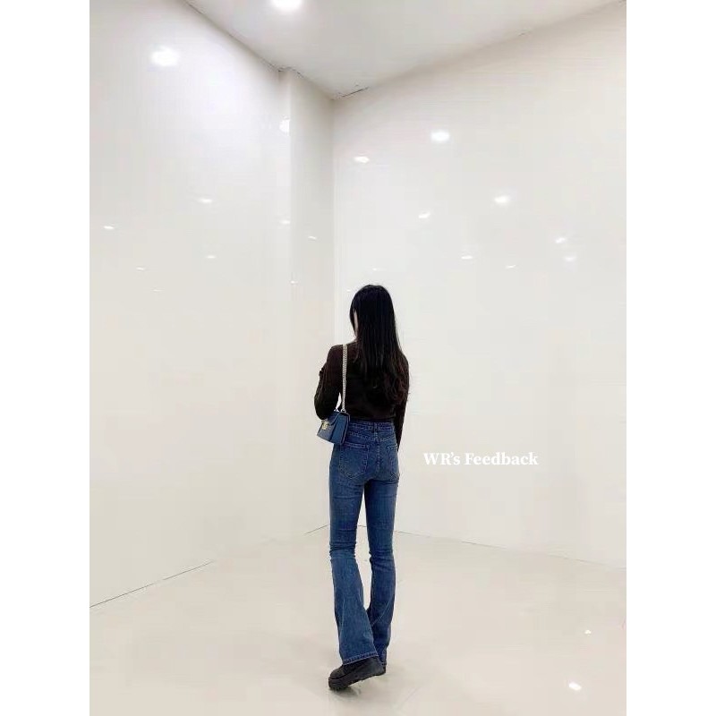 Quần jean ống loe dài lưng cao WANAWEAR quần bò nữ hot trend siêu tôn dáng hàng QC chất đẹp | BigBuy360 - bigbuy360.vn