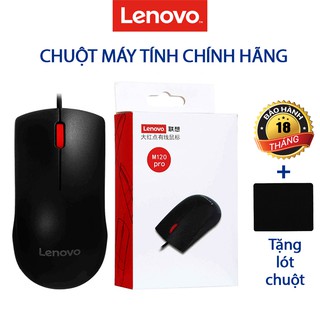 Chuột máy tính lenovo chính hãng có dây tặng kèm lót chuột m120 pro