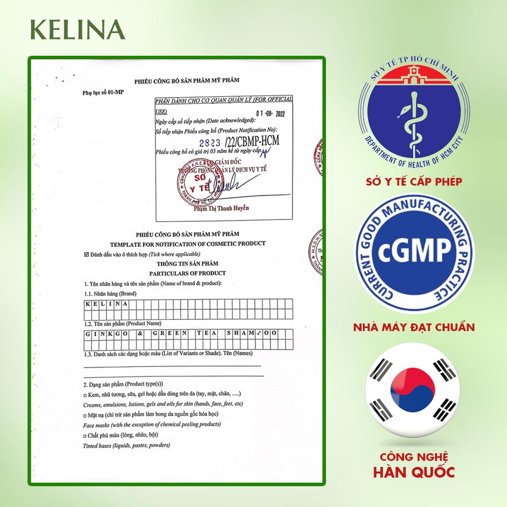 Dầu Gội Ngăn Rụng Tóc Kelina Từ Thảo Dược Làm Sạch Sâu, Giảm Gàu Ngứa, Ngăn Bết Tóc, Kích Thích Mọc Tóc 300ml