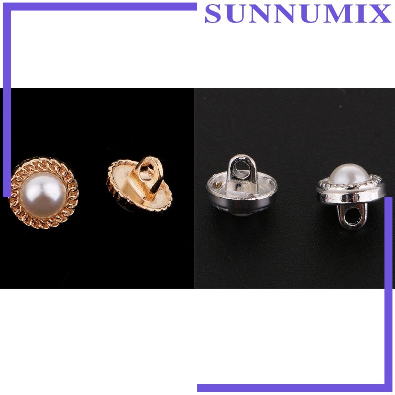 Set 10 Nút Nhựa Tròn 10mm Màu Vàng Kim Đính Ngọc Trai Giả Đa Ứng Dụng