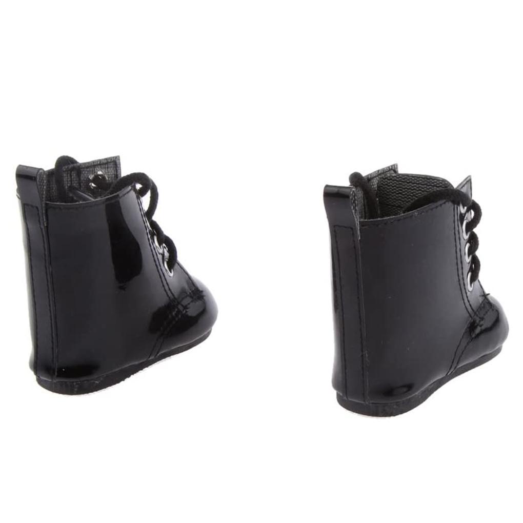 1 Đôi Giày Da PU Màu Đen Dành Cho Búp Bê Kích Thước 18 Inch