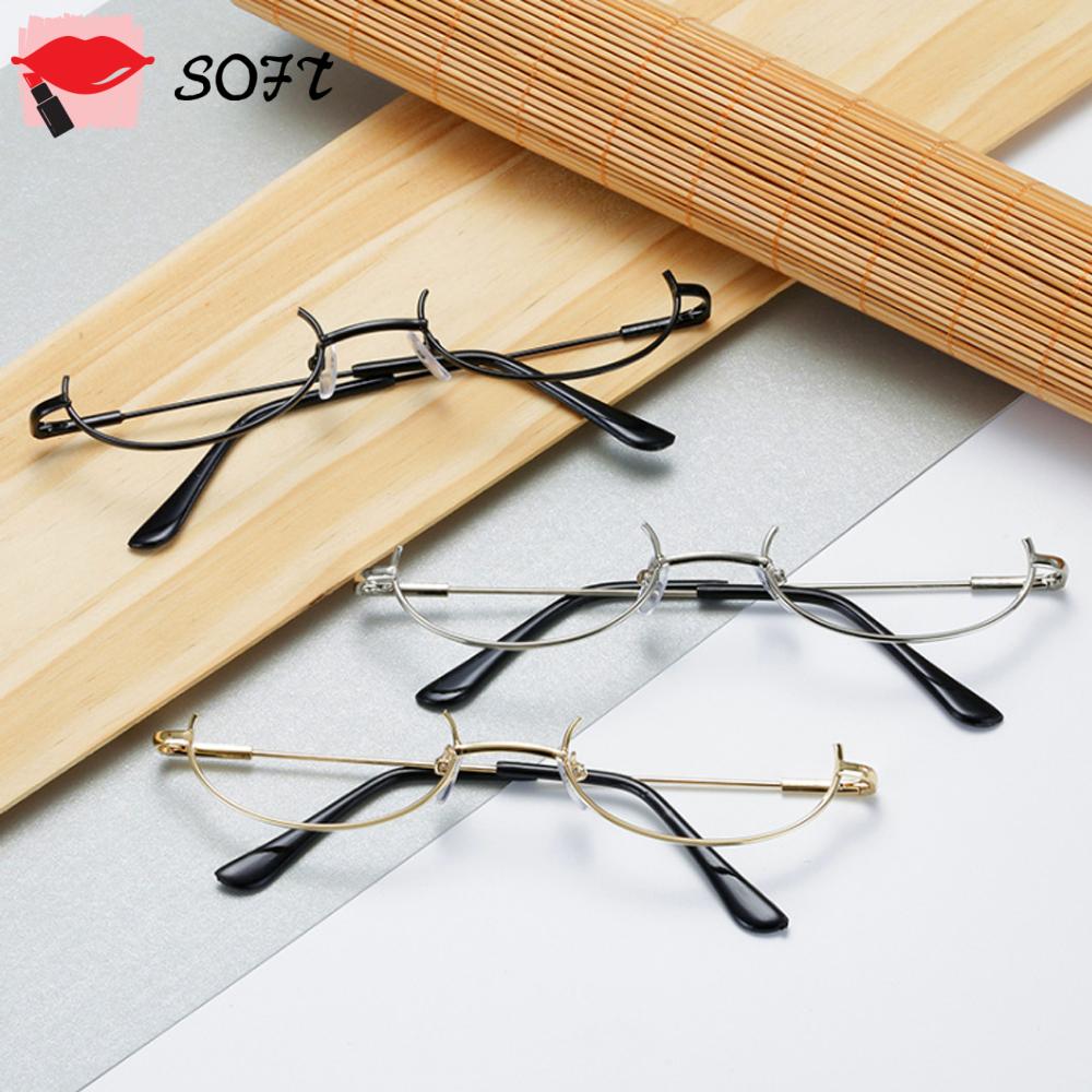 SOFTNESS Fashion Decoration Eyewear Cosplay Party Half Frames Glasses Frame Myopia Metal No Lens Unisex Photography Eyeglasses/Multicolor