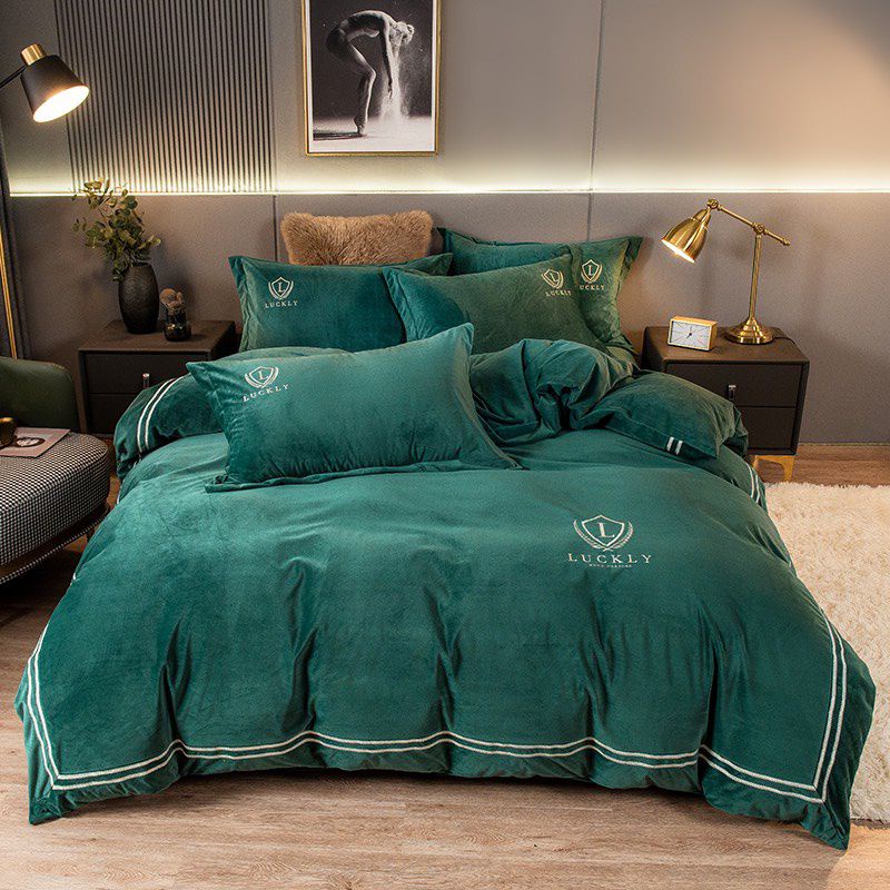 Bộ chăn ga gối nỉ nhung, ga gối nỉ mịn Lucky hàng nhập cao cấp, bộ 4 món vỏ chăn ga và vỏ gối đủ kích thước
