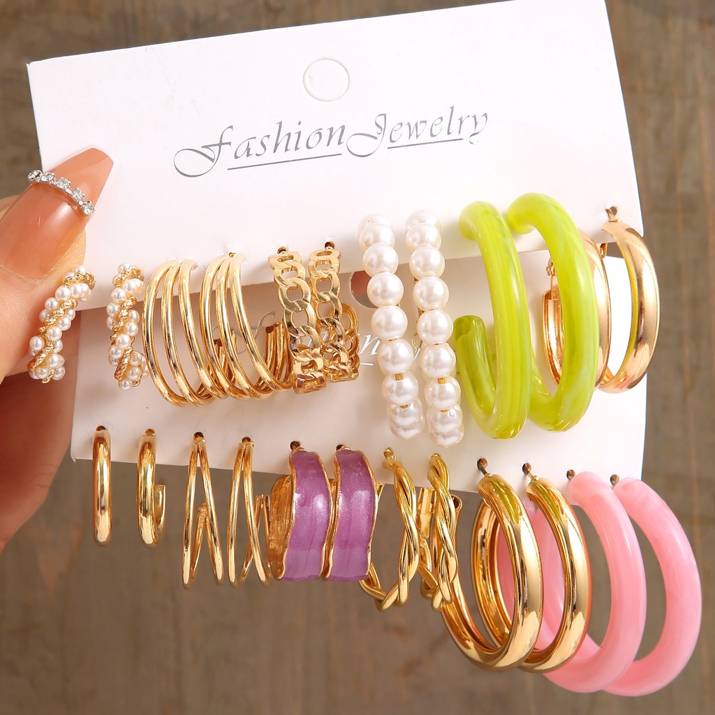 Set hoa tai AY nhiều màu sắc thời trang tùy chọn kiểu dáng dành cho nữ