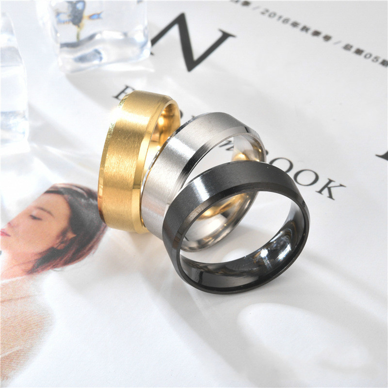 Nhẫn 8mm Khắc Tên Bằng Thép Không Gỉ Màu Xanh Dương / Đen / Bạc / Vàng Tùy Chỉnh Cho Nam