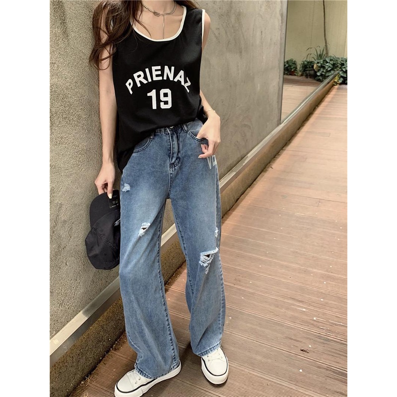 Áo Thun Bóng Rổ Sát Nách Form Rộng Màu Đen Size Lớn Cho Nữ