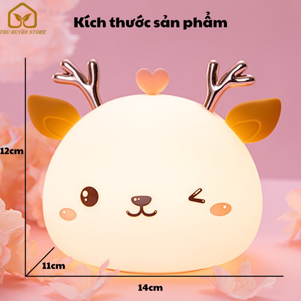 💖 Đèn Ngủ Silicon Hình Dáng Tuần Lộc Dễ Thương Có Điều Khiển Từ Xa - Đèn Decor Trang Trí Thay Đổi 20 Màu Sáng Liên Tục 💖