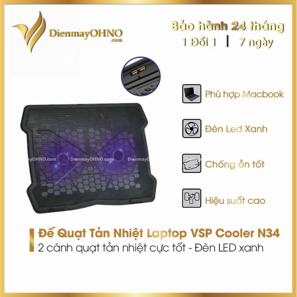 Đế Tản Nhiệt Laptop Gaming N34 Quạt 2 Fan Tản Nhiệt Cooler Master Cho Laptop - OHNO VIỆT NAM