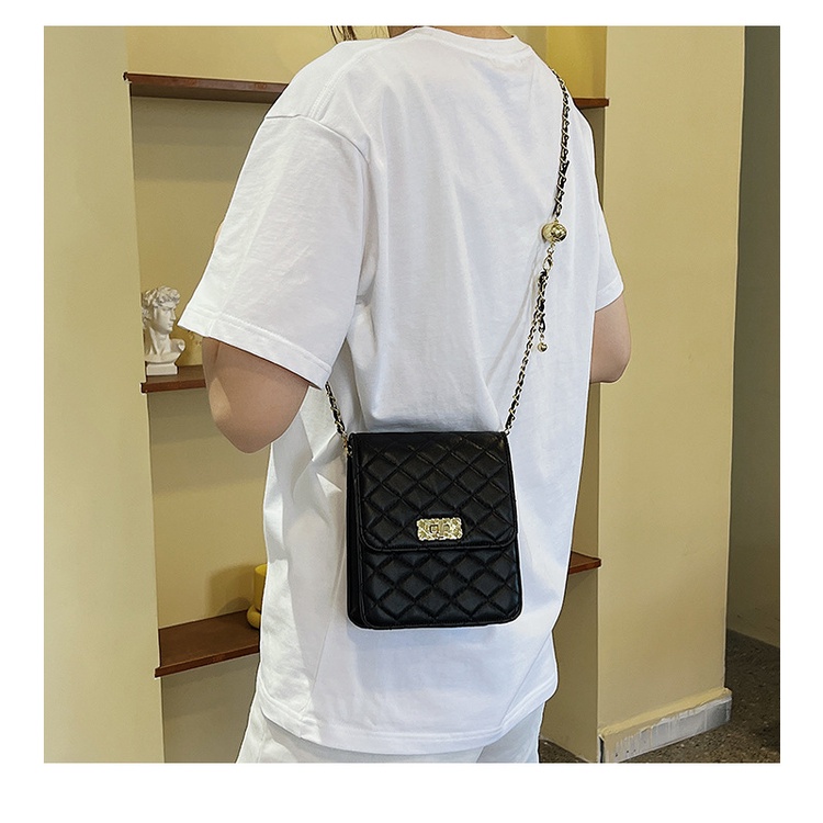 Túi đeo chéo JASMIN NOIR họa tiết sọc caro phối dây xích thời trang cho nữ