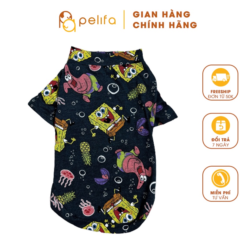 Quần áo thú cưng, áo thun cotton hình bọt biển - Pelifa