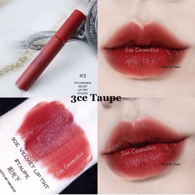 Son 3CE kem Velvet màu Taupe chính hãng  ( có Bill )