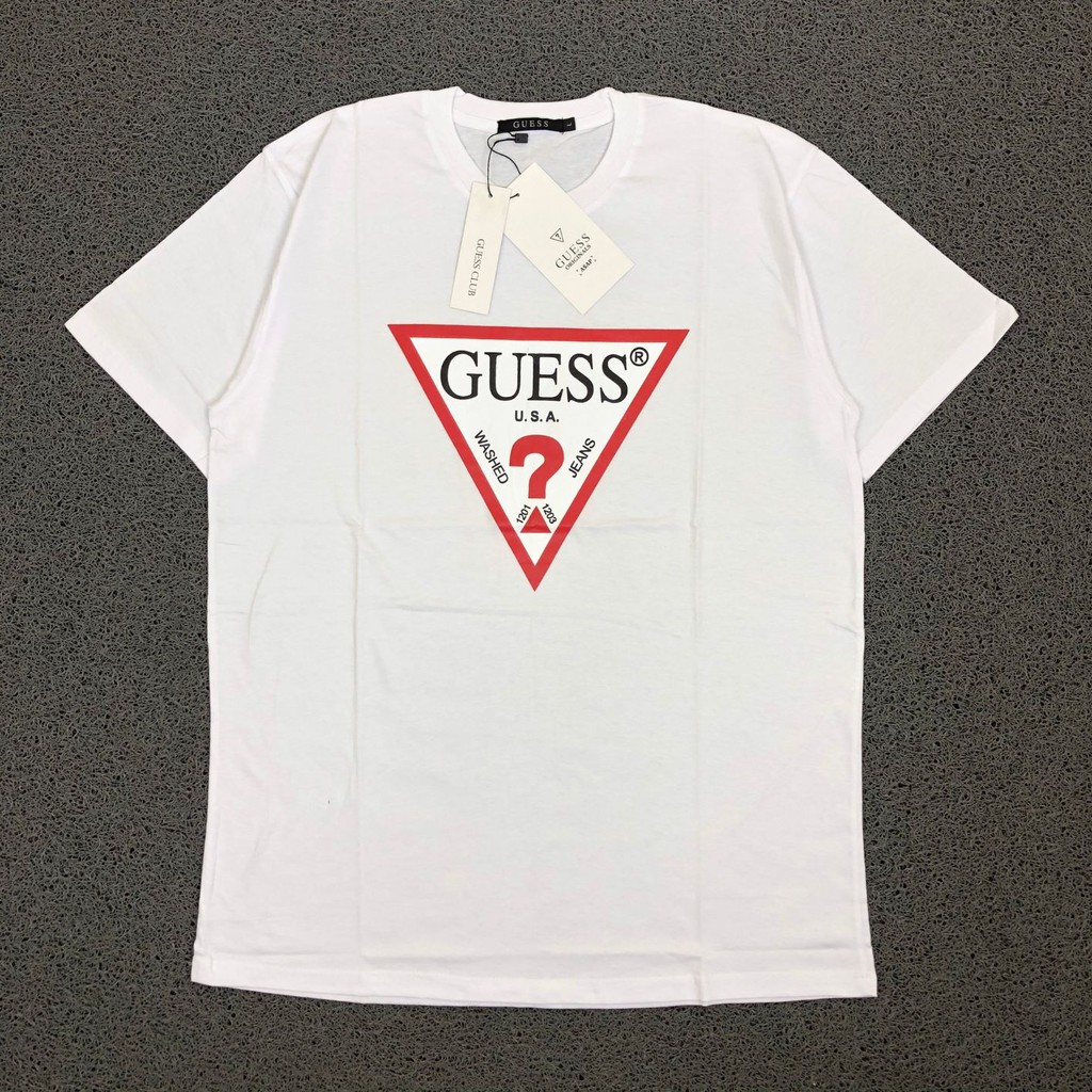 Áo Thun In Logo Guess Lớn Kiểu Cổ Điển Cá Tính