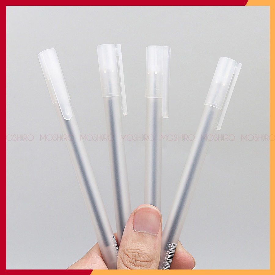 Combo 6 Bút bi nước mực gel Moshiro ngòi 0.5Mm mực đều nét chữ đẹp đủ màu đen xanh đỏ viết khô nhanh