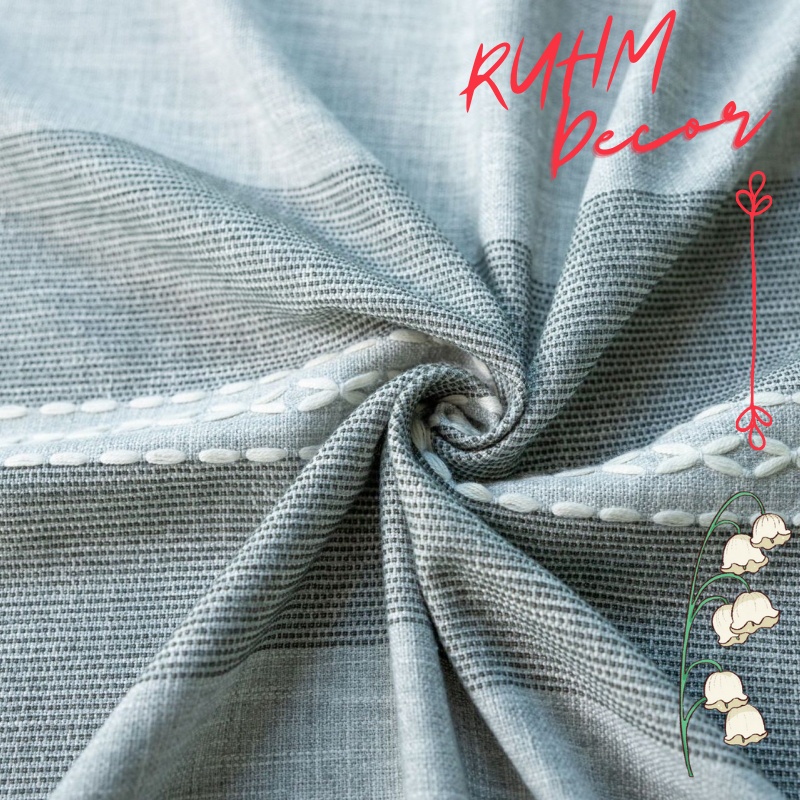 Khăn trải bàn cao cấp sang trọng Ruhm Decor cotton thêu dày dặn, không bai xù trang trí phòng ăn KBCC14