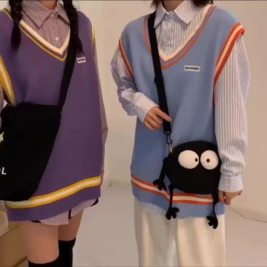 Set Áo Khoác Len Không Tay + Áo Sơ Mi Dài Tay Phong Cách Trẻ Trung Cho Nữ | BigBuy360 - bigbuy360.vn