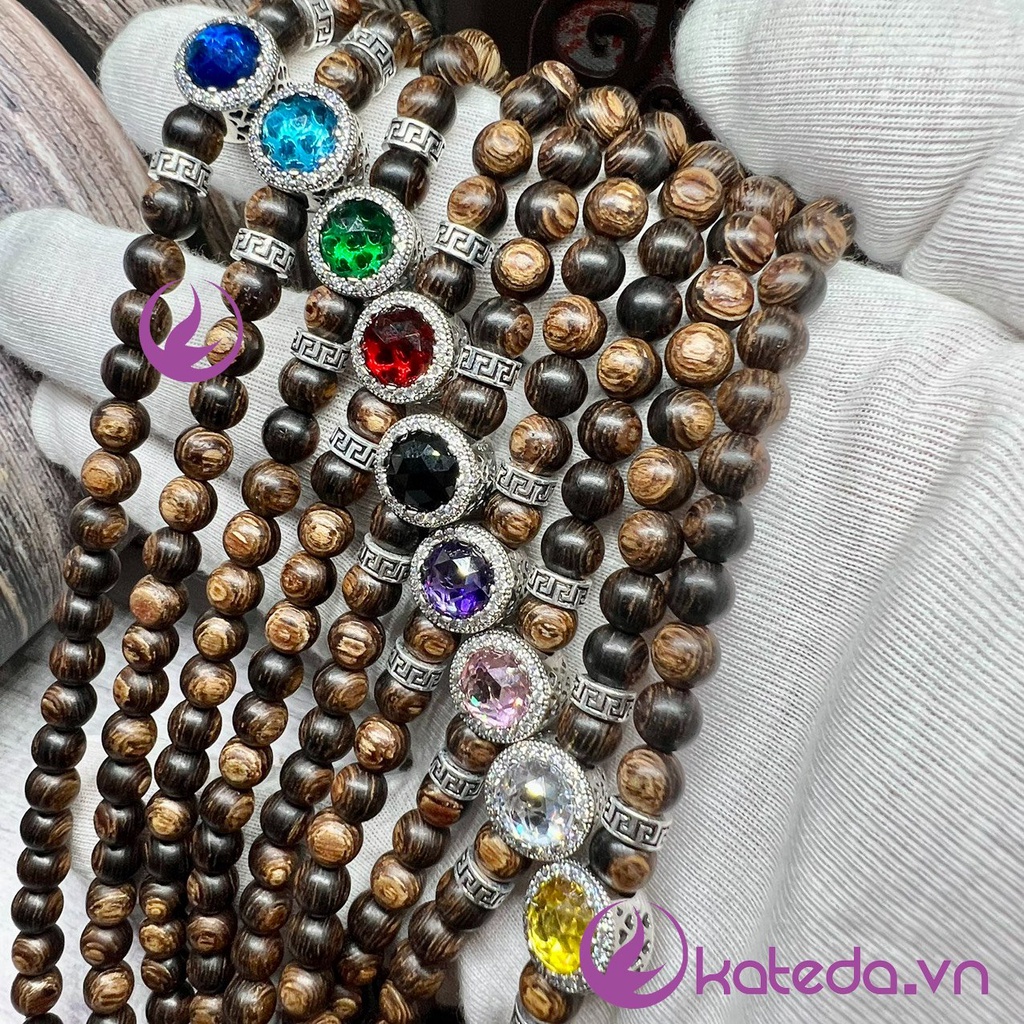 Vòng Trầm Hương Sánh Chìm 6mm 108 Hạt Mix Charm Bạc S925 Nhiều Màu Hợp Mệnh