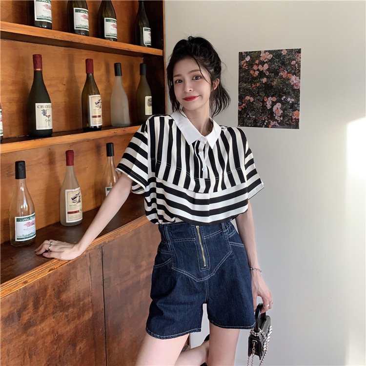 Quần Đùi Jeans Nữ Khóa Kéo Cạp Cao Phong Cách,Quần Short Bò Cạp Giữa Eo Nữ Ống Rộng