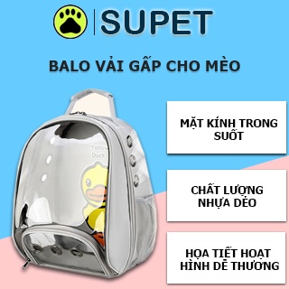 Balo Cho Mèo Mặt Kính Trong Suốt, Chất Liệu Nhựa Dẻo, Dễ Dàng Gấp Gọn, Hoạt Tiết Hoạt Hình Dễ Thương