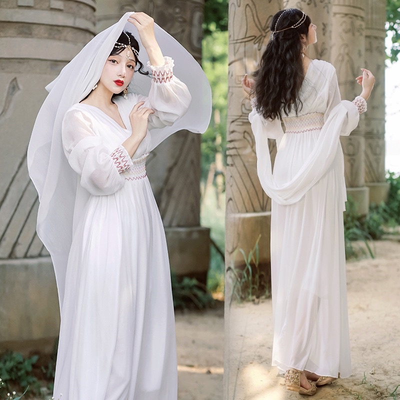 Váy Maxi Trắng Thảo Nguyên Sa Mạc
