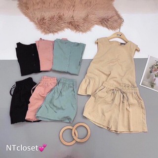 bộ nữ áo sát nách quần đùi chất đũi
