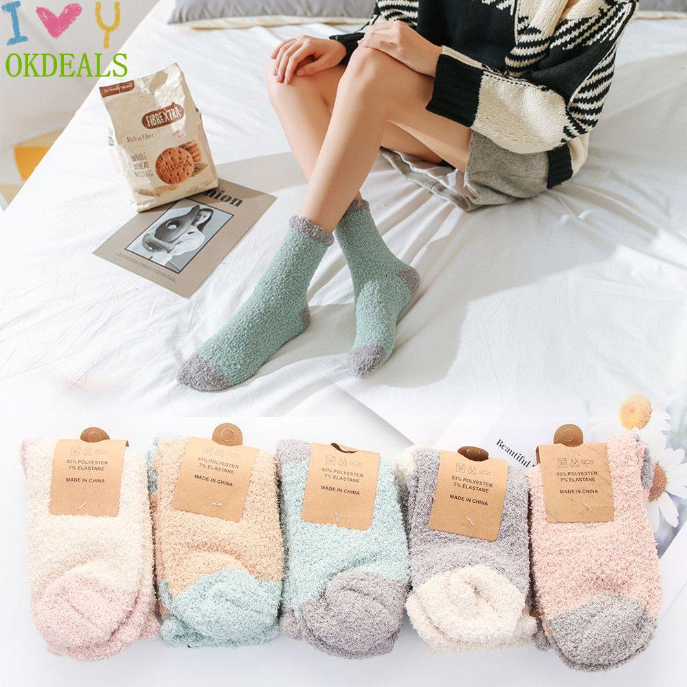 Vớ nhung cashmere mềm mại dày dặn giữ ấm mùa đông nhiều màu tùy chọn