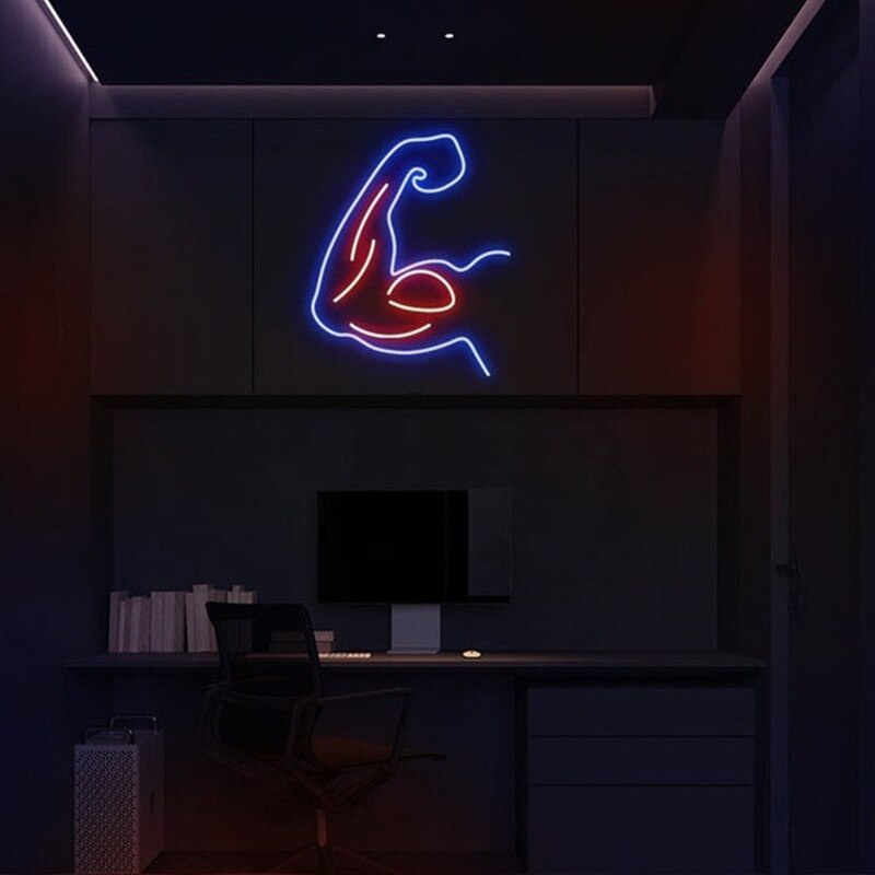 Đèn Led Neon Treo Tường hình Cơ Bắp cho phòng Gym ánh sáng led neon được ưa chuộng Trang trí nhà cửa