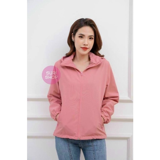Áo gió nữ hai lớp lót lưới chất đẹp mịn,túi zip