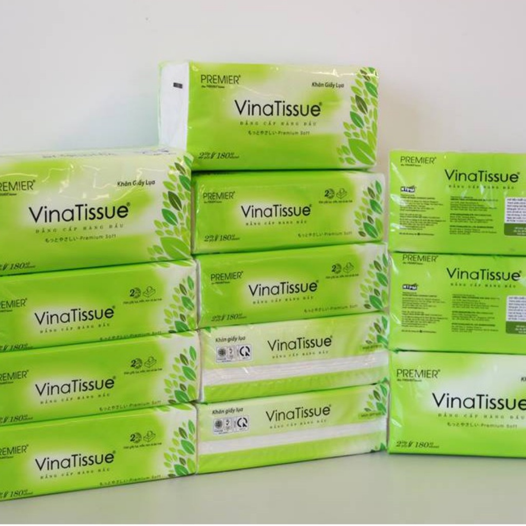 Khăn giấy lụa PREMIER VinaTissue 2 lớp gói 180 tờ