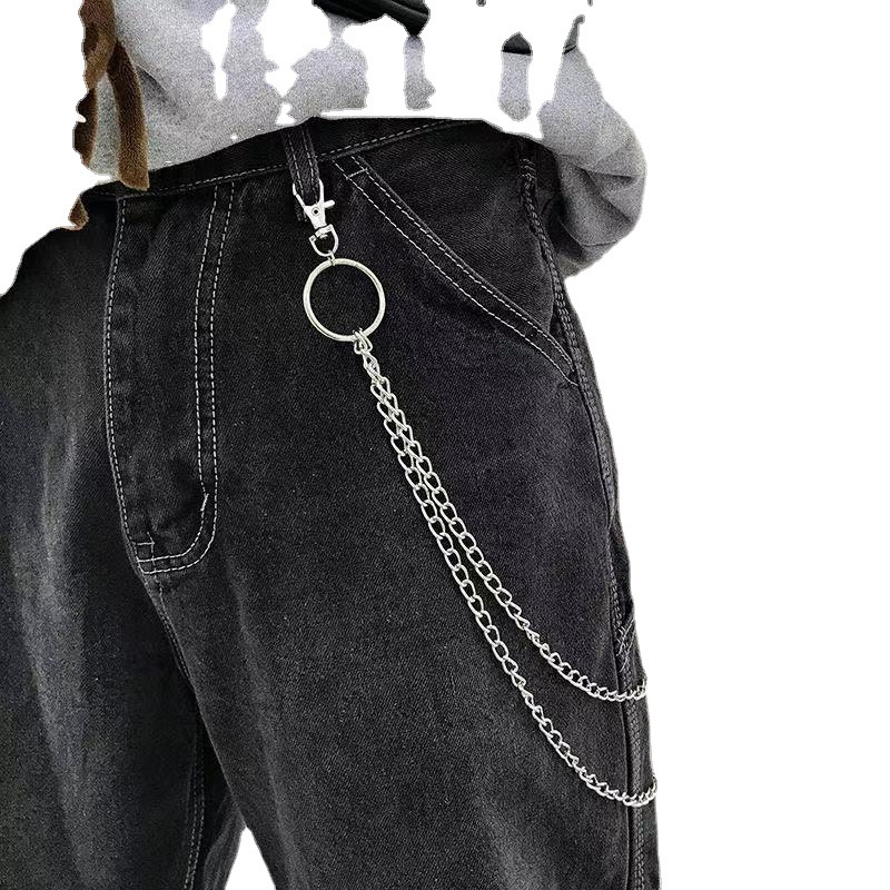 Chuỗi dây xích nhiều lớp bằng kim loại trang trí thắt lưng quần theo phong cách hip-hop