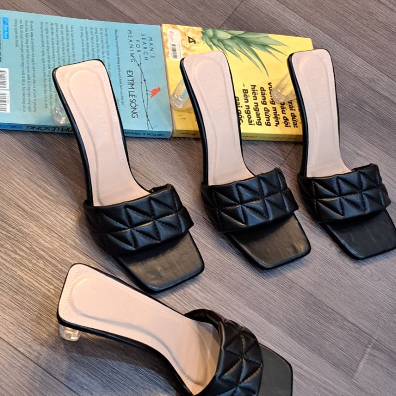 Dép guốc sandal cao gót size lớn big size 40 41 42 43 gót vuông 5 phân