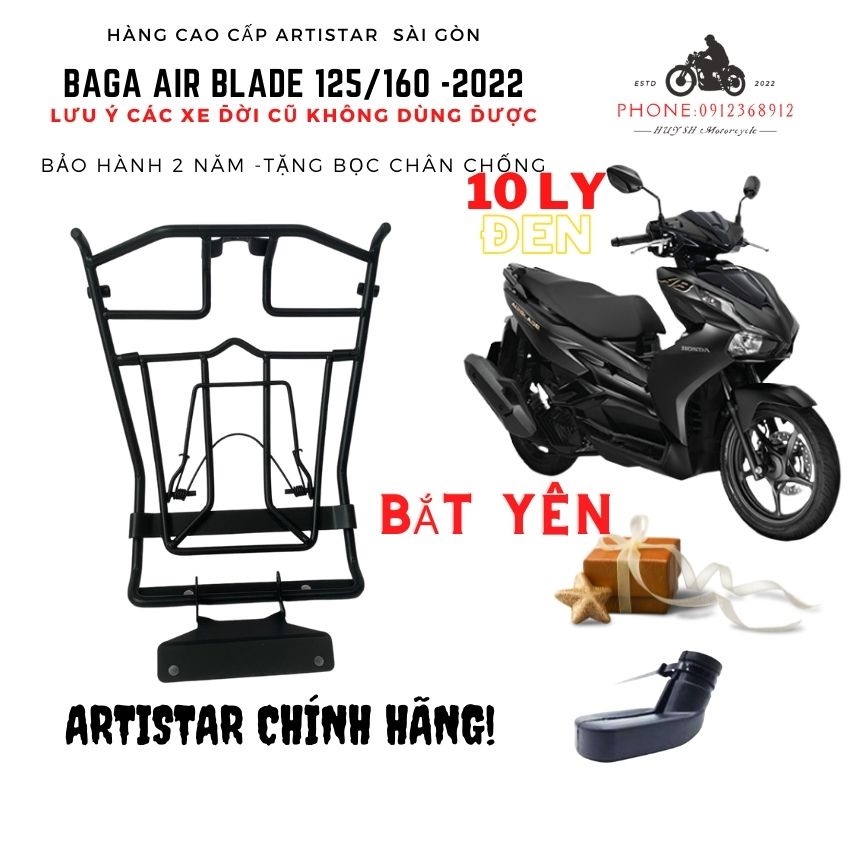 Baga Airblade 125/160 2023, Baga AB 125/160 cc Artistar Chính Hãng 10Ly Tặng kèm Bọc Chân Chống hình thật