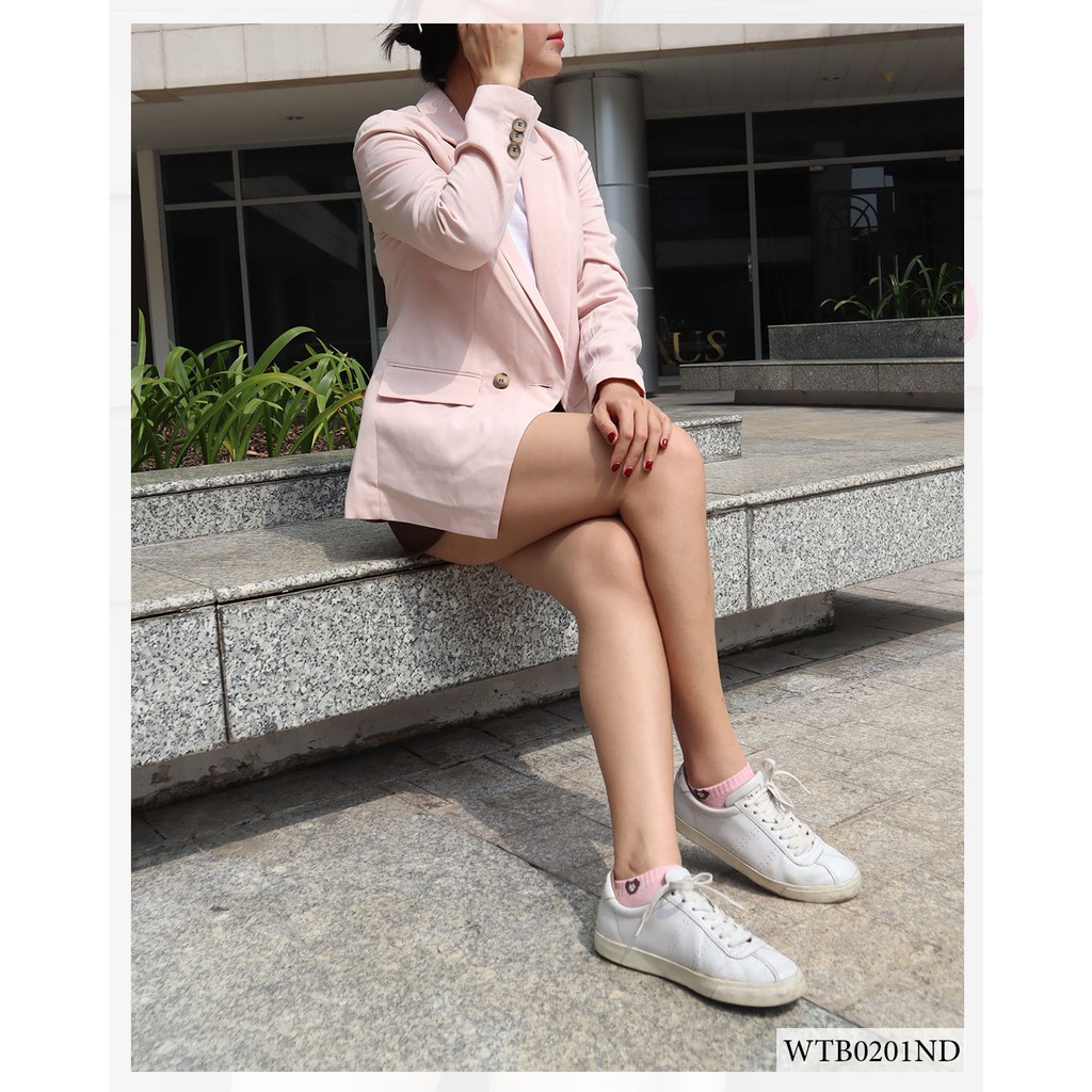 Áo Blazer Nữ 2 Lớp - Màu Hồng Nhạt Chiết Eo 0201ND - Thời Trang Nữ Tim & Ann