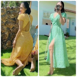Đầm maxi hoa nhí sẻ tà