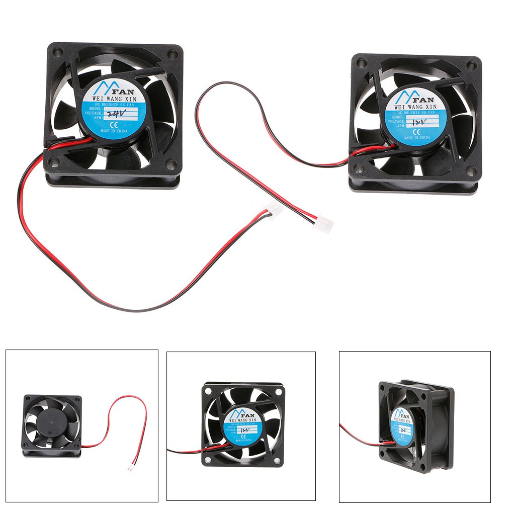 Quạt tản nhiệt DC 12V 24V 2-Pin 60mm × 60mm × 25mm