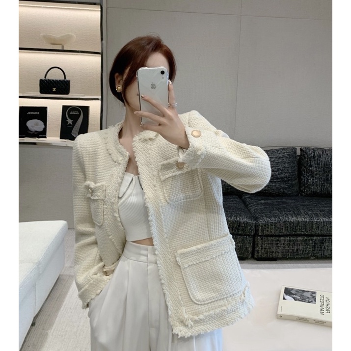 THE2001STORE | Áo khoác dạ Tweed nữ  phong cách Hàn Quốc